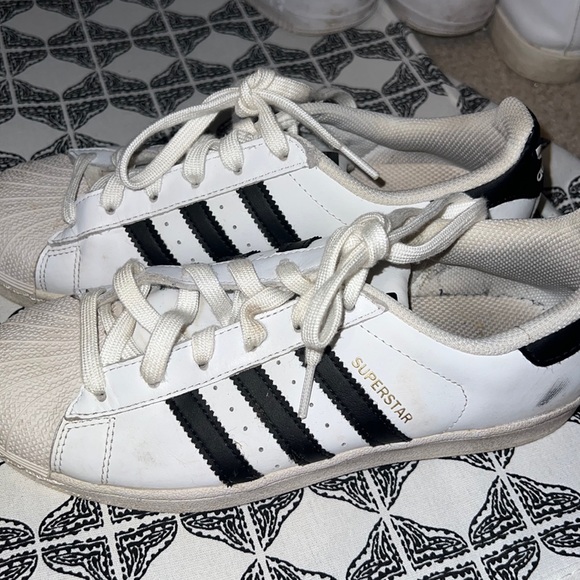 adidas | Shoes | Womens Adidas Sneakers Superstar Black White Striped |  Poshmark